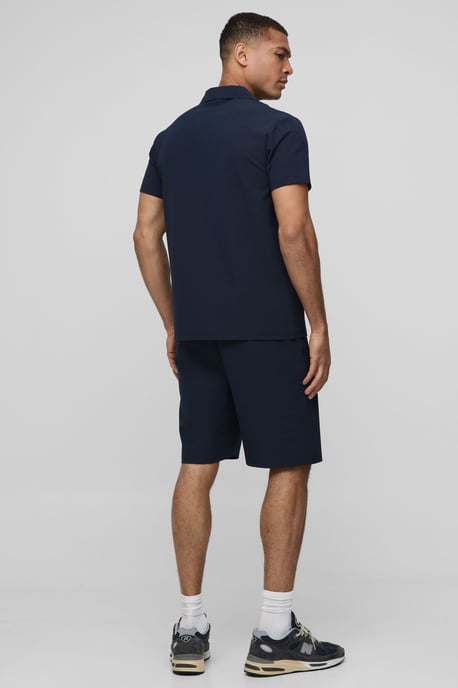 Regular Fit Seersucker Stripe Shirt & Short Set - Image 2