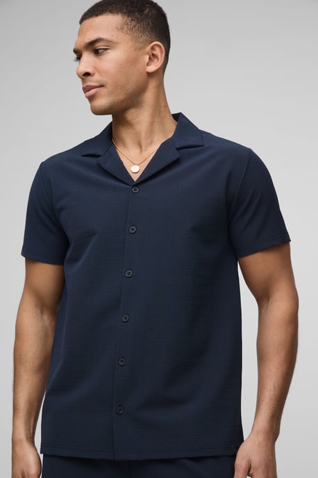 Regular Fit Seersucker Stripe Shirt & Short Set - Image 3