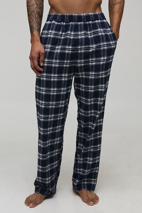 Woven Checked Relaxed Loungewear Bottoms - Image 1
