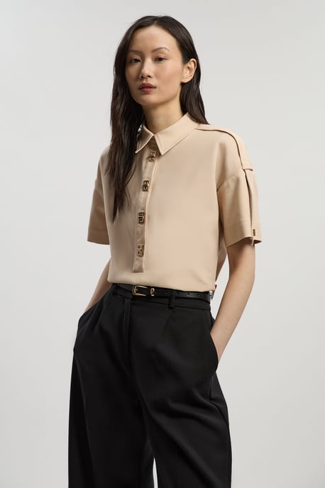 Techno Cotton Woven Short Sleeve Hardwear Detail Shirt - Image 2
