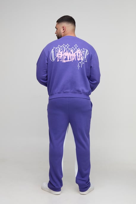 Plus Oversized Boxy Renaissance Print Sweatshirt& Slim Gusset Jogger Tracksuit - Image 2