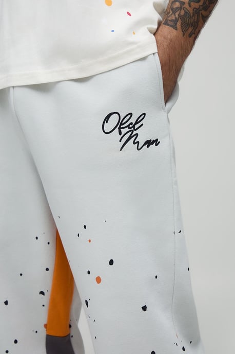 Regular Paint Splatter Printed Gusset Jogger - Image 3