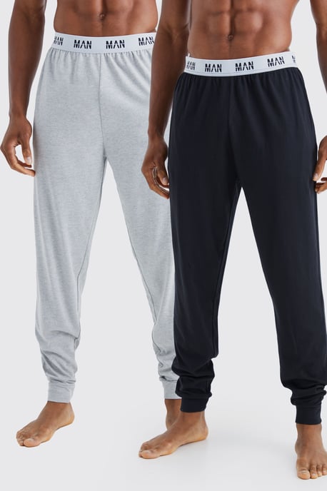 2 Pack Man Lounge Cuffed Jogger in Grey & Black - Image 1