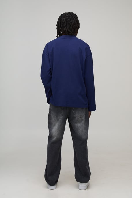 Oversized Heavyweight BM Embroidered Long Flute Sleeve T-Shirt - Image 2
