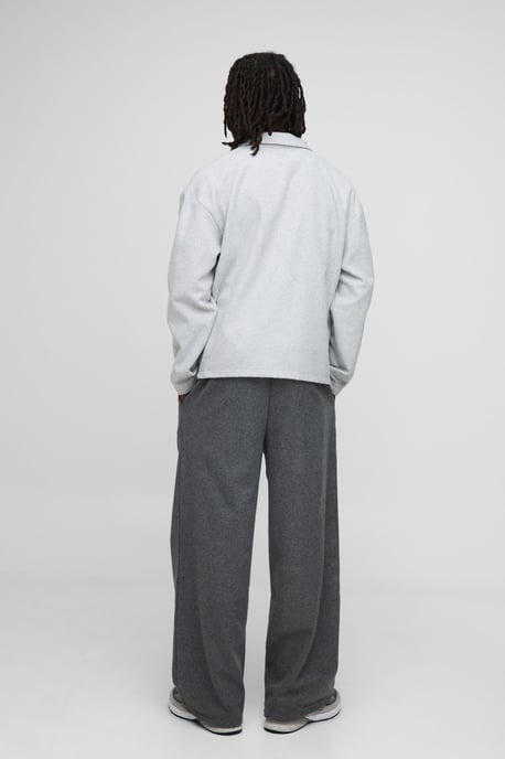 Elasticated Waist Wide Leg Wool Look Pleated Trousers - Image 2