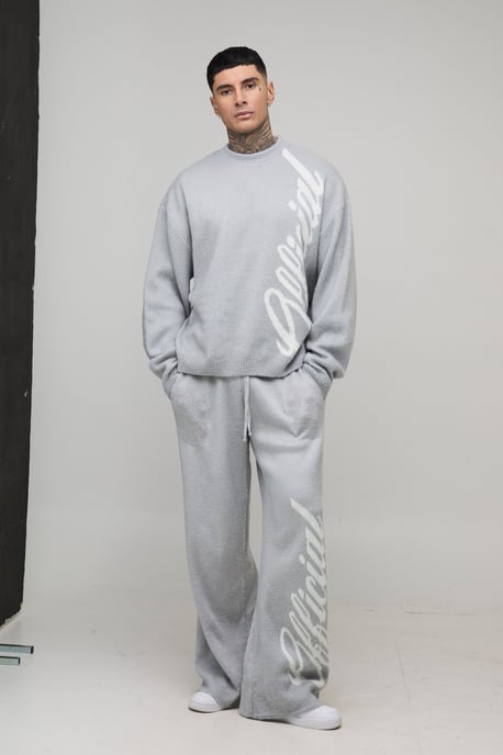 Tall Oversized Boxy & Wide Leg Offical Brushed Knitted Tracksuit - Image 4
