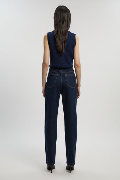 Demin High Waist Straight Leg Jean - Image 4