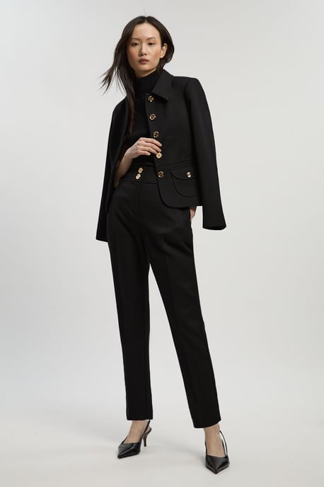 Textured Compact Stretch Tailored Straight Leg Trouser - Image 1