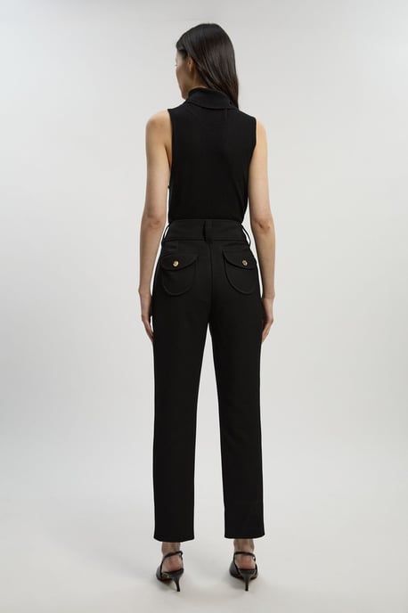 Textured Compact Stretch Tailored Straight Leg Trouser - Image 4