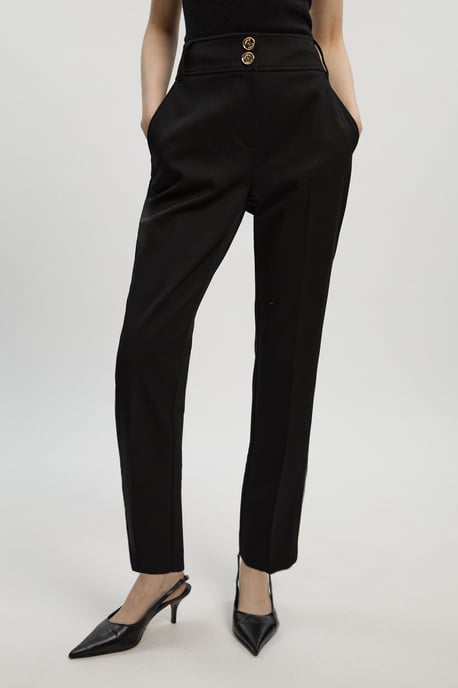 Petite Textured Compact Stretch Tailored Straight Leg Trouser - Image 2