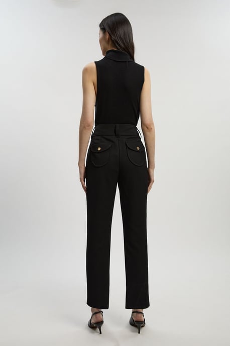 Petite Textured Compact Stretch Tailored Straight Leg Trouser - Image 4