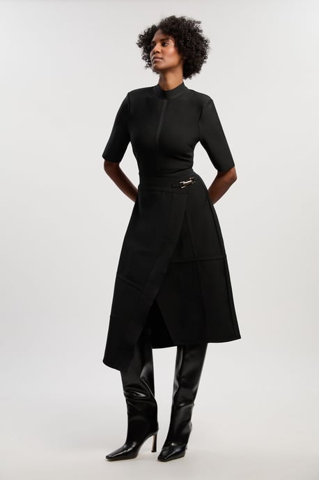 Figure Form Bandage Asymmetric Knit Midi Dress - Image 1