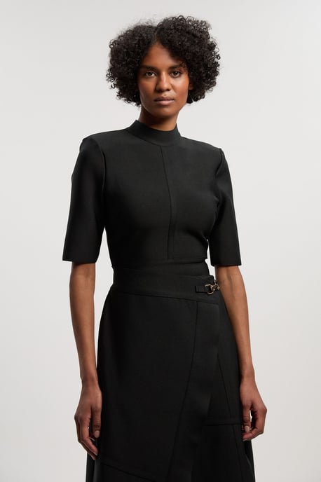 Figure Form Bandage Asymmetric Knit Midi Dress - Image 2