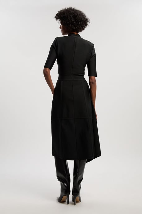 Figure Form Bandage Asymmetric Knit Midi Dress - Image 4