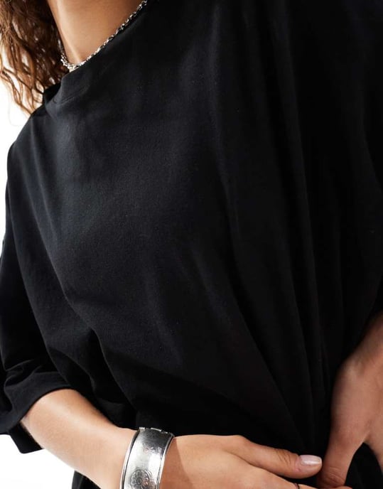 Weekday Huge t-shirt mini dress in black exclusive to ASOS - Image 3