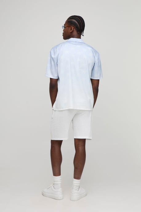 Oversized Monogram Print Satin Shirt - Image 2