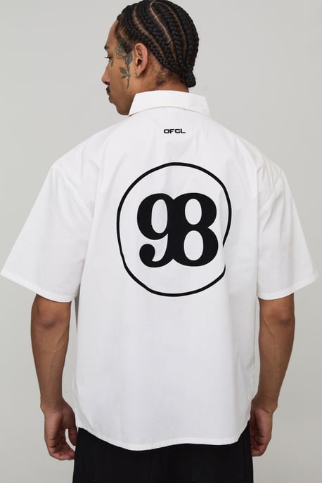 Boxy Fit Circa 98 Flock Print Short Sleeve Shirt - Image 3