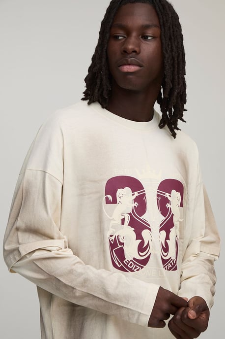 Oversized Graphic Faux Layer Heavyweight Washed T-Shirt - Image 3