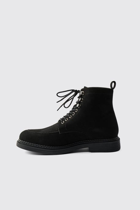 Faux Suede Chunky Sole Hiking Detail Boots - Image 2