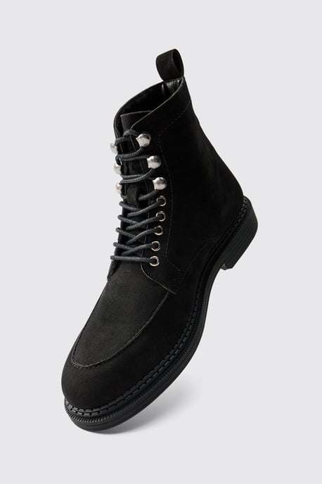 Faux Suede Chunky Sole Hiking Detail Boots - Image 5