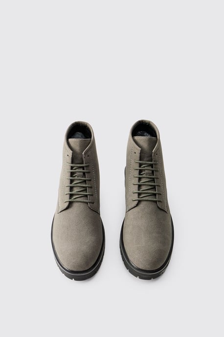 Faux Suede Chunky Sole Lace Up Boot - Image 4