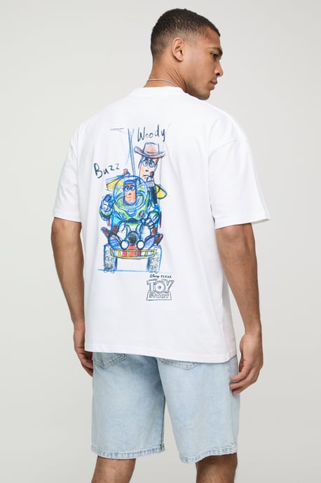 White Oversized Extended Neck Disney Toy Story License T-Shirt - Image 1