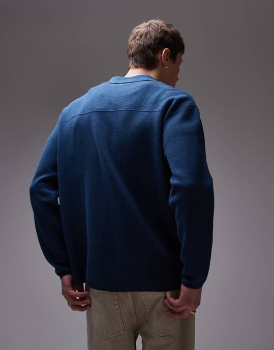 Topman smart cardigan i marinblå - Image 2