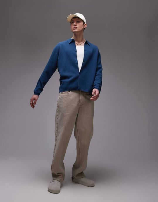 Topman smart cardigan i marinblå - Image 3