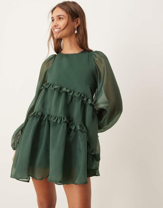 ghospell dress green Ayesha organza mini in emerald occasion:evening