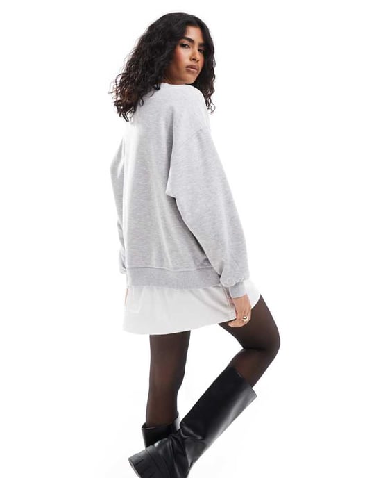ONLY layered sweat mini dress in light grey - Image 4