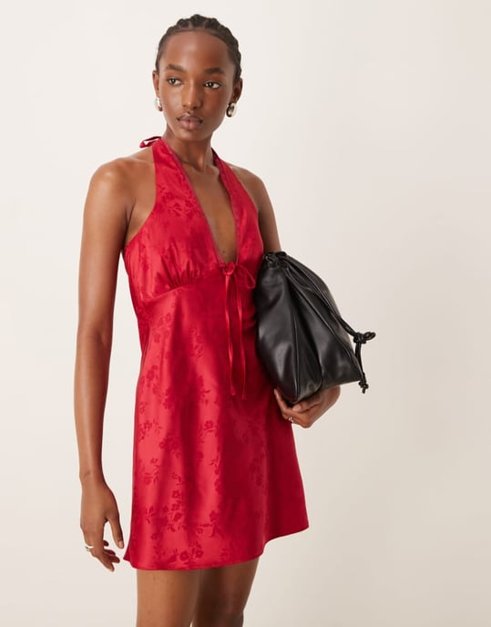 Miss Selfridge jacquard halter mini dress - Image 2