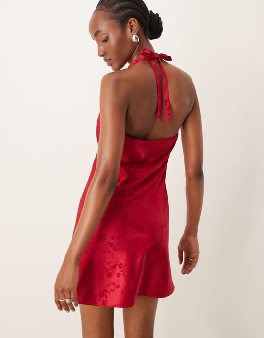 Miss Selfridge jacquard halter mini dress - Image 4
