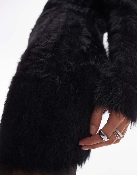 Topshop knitted fluffy mini skirt co-ord in black - Image 3