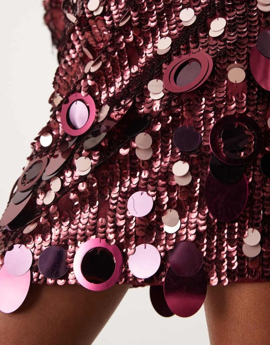 ASOS EDITION embellished sequin mini skirt co-ord in burgundy - Image 3