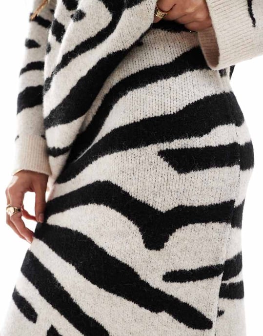 ASOS DESIGN knitted maxi skirt co-ord in zebra - Image 4