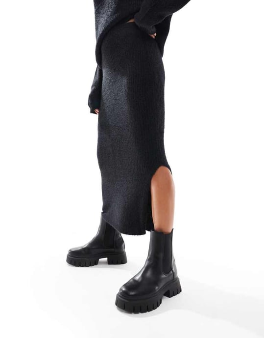 Vero Moda Petite fluffy midi skirt co-ord in black - Image 4