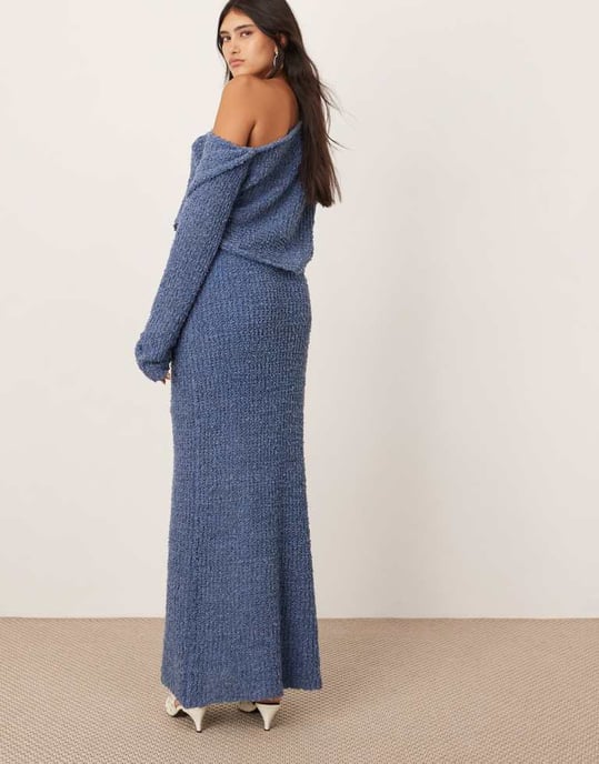 ASOS EDITION fine knit midaxi skirt co-ord in slate blue - Image 4