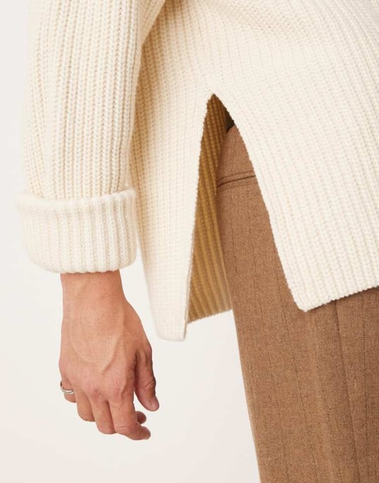 ASOS DESIGN oversized wool mix heavyweight rib knitted jumper with in oatmeal - Image 3