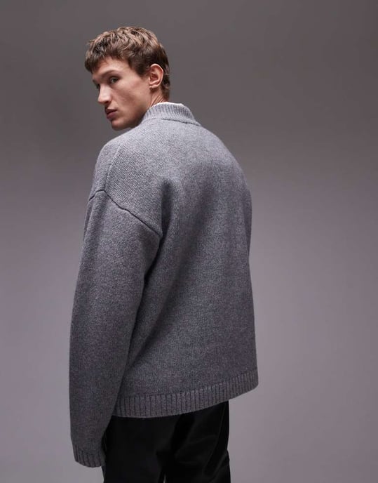 Topman premium avslappnad lambswool v-halströja - Image 4