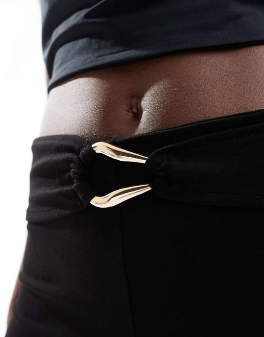 ASOS DESIGN ponte hotpant shorts with trim belt detail - Image 3
