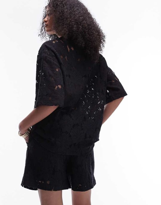 Topshop co ord lace short in black - Image 3