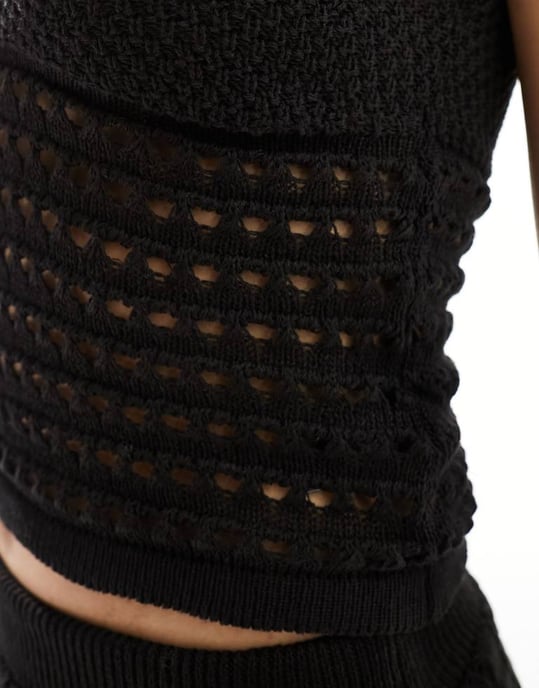 ASOS DESIGN virkad linne topp i svart - Image 3
