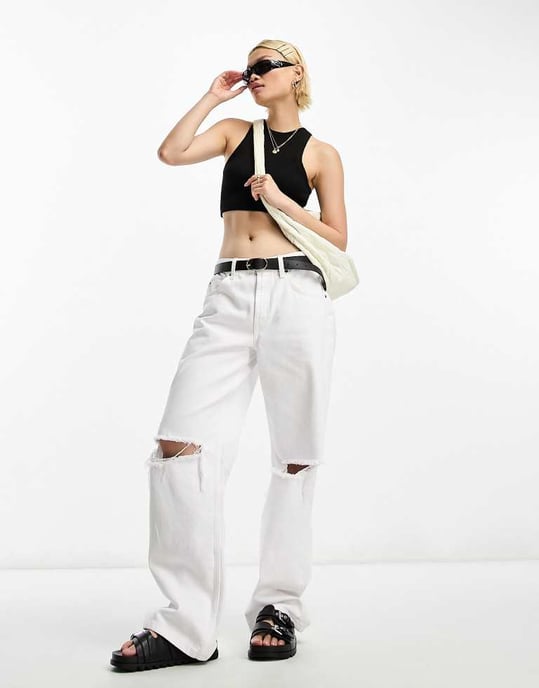 ASOS DESIGN stickad korttopp i texturerad garn i svart - Image 4