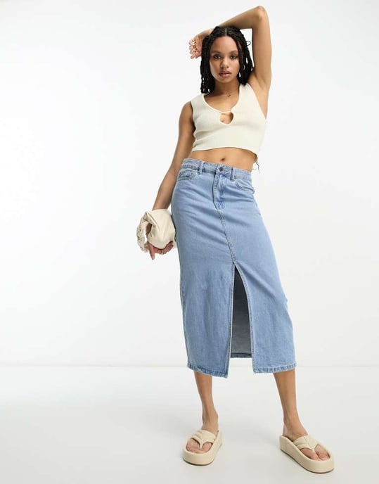 ASOS DESIGN stickad texturerad crop top med skär detaljer i stenfärg - Image 2