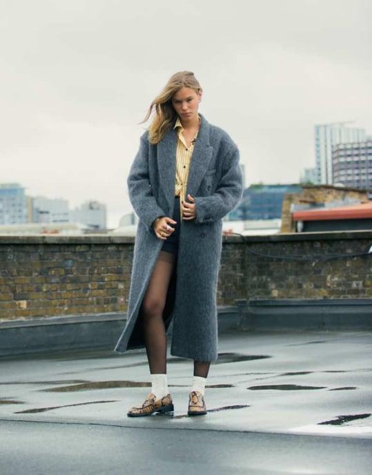Topshop premium wool blend brushed formal coat in grey - Image 1