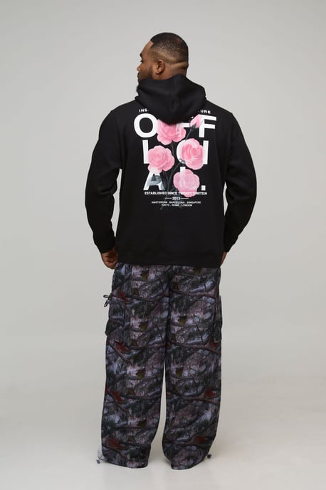 Plus Elasticated Waist Nylon Camo Baggy Trousers - Image 2