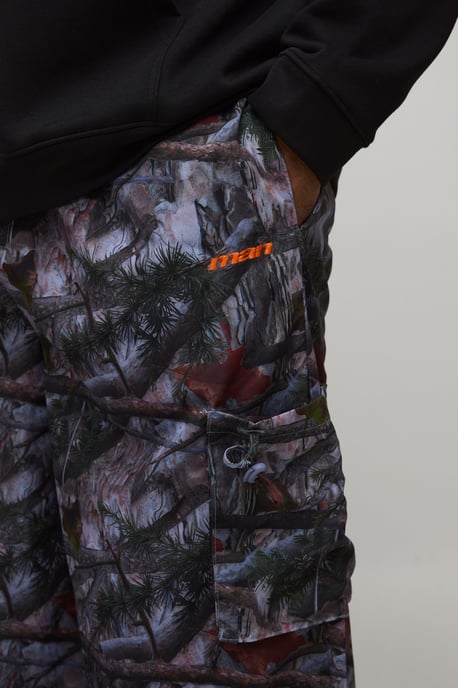 Plus Elasticated Waist Nylon Camo Baggy Trousers - Image 3