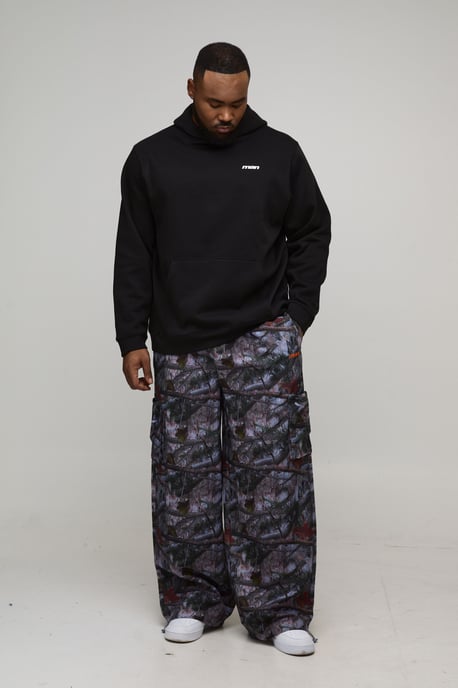 Plus Elasticated Waist Nylon Camo Baggy Trousers - Image 4
