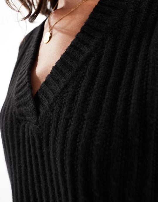 Nobody's Child v neck knitted vest In black - Image 4