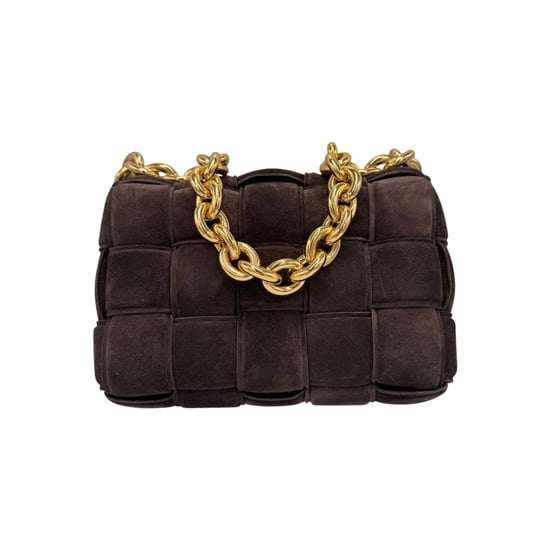 Bottega Veneta Padded Chain Cassette Brown Velvet Gold - Image 1